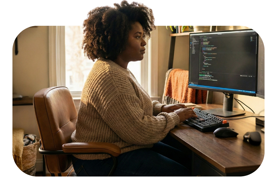 woman coding at staXscale - premium managed hosting