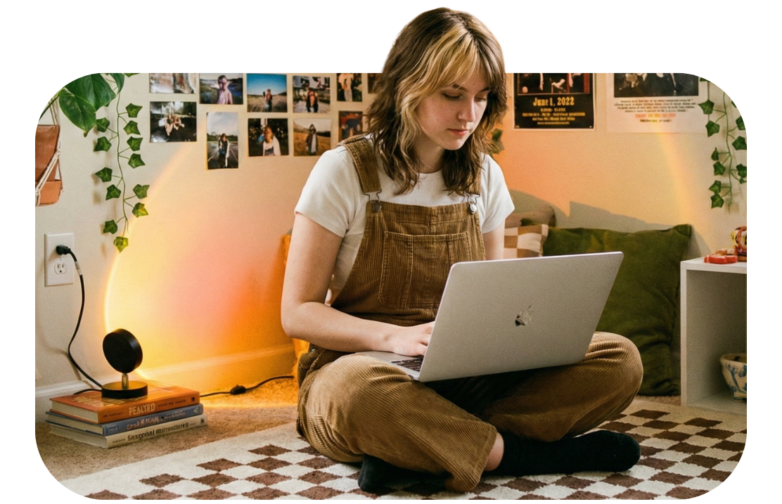 young woman working on her laptop at staXscale - premium managed hosting