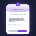 AI website generator screenshot of describing a company