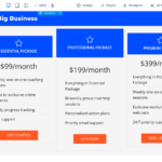 AI website generator screenshot of pricing packages
