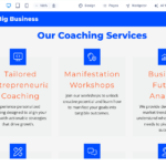 AI website generator screenshot of listed services